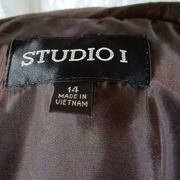 STUDIO I WOMEN'S JACKET BLAZER BROWN SIZE 14 - Picture 9 of 12